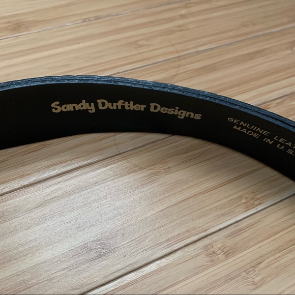 Sandy Dufter Black Leather Western Belt Small - Picture 2 of 3